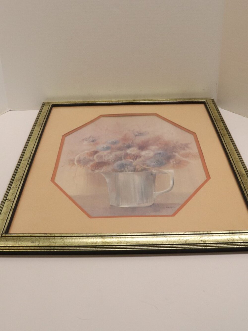 Print by Lili Gaydos 22 by 18.5 Framed and Encased in Glass of a Potted Flower